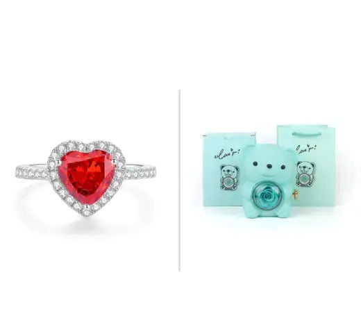 Rose Teddy Bear with Ring and Necklace WEM Support (www.WEM.support)