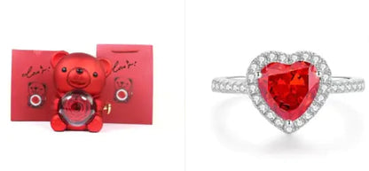 Rose Teddy Bear with Ring and Necklace WEM Support (www.WEM.support)