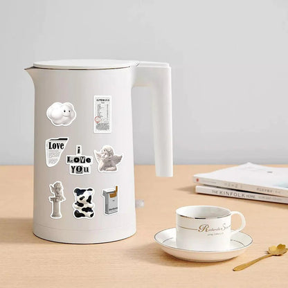 Black & White Minimalist Waterproof Stickers WEM Support (www.WEM.support)