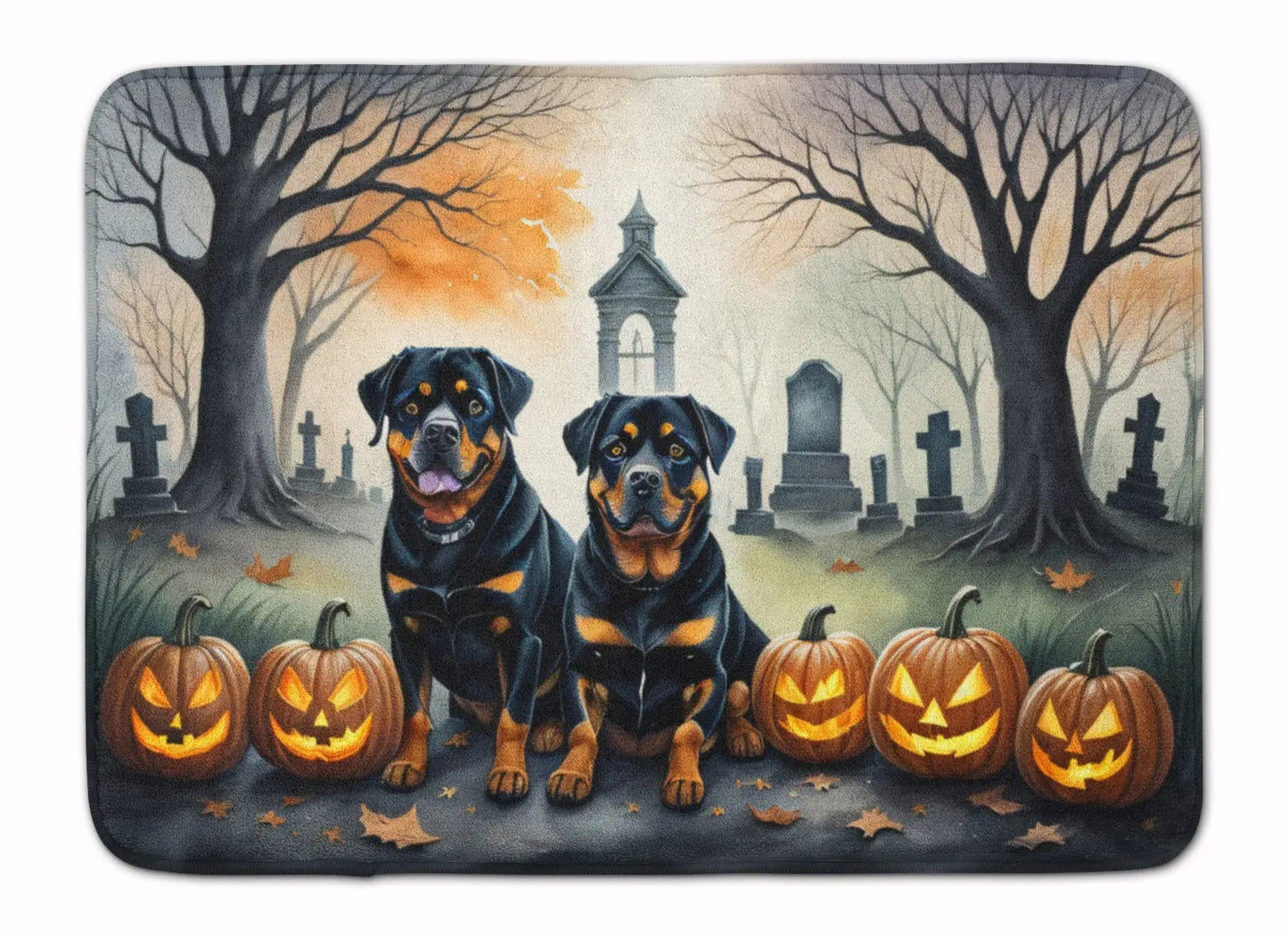 Rottweiler Spooky Halloween Memory Foam Kitchen Mat WEM Support (www.WEM.support)