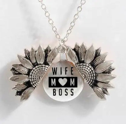 Sunflower Double-layer Lettering Necklace WEM Support (www.WEM.support)