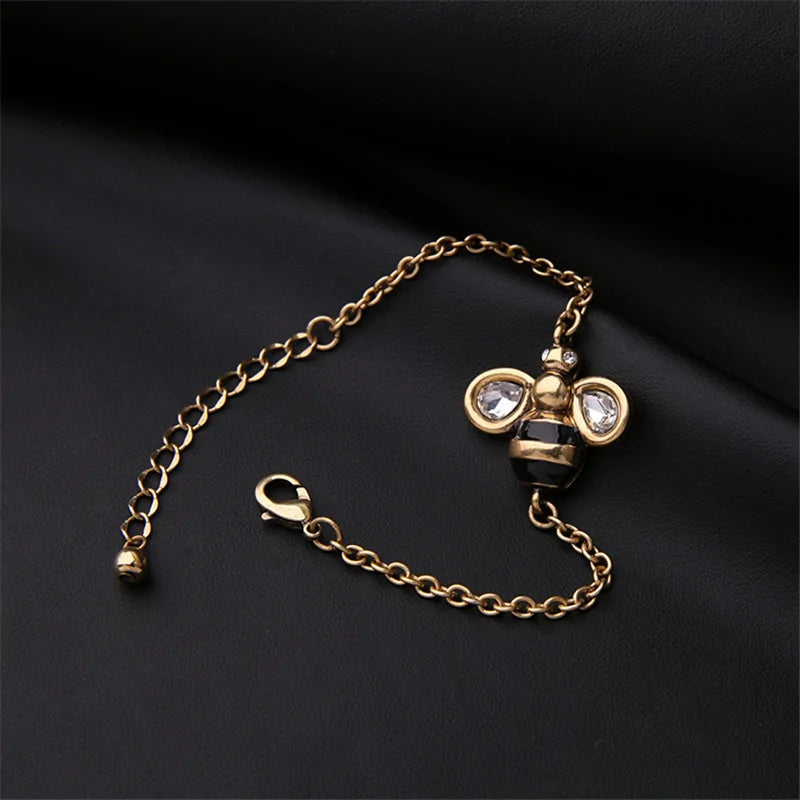 Simple Bee Bracelet with Dangle WEM Support (www.WEM.support)