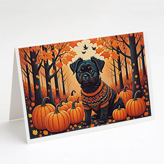 Affenpinscher Fall Greeting Cards Pack of 8 WEM Support (www.WEM.support)