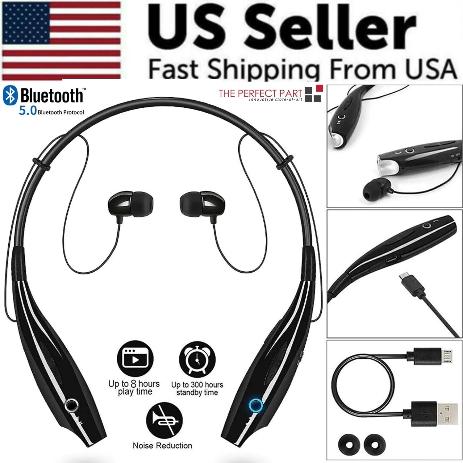 Bluetooth Neckband Wireless Headphones Mic Headset Stereo Earbuds Earphone WEM Support (www.WEM.support)
