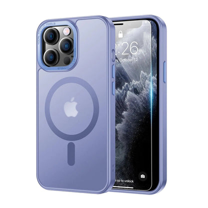 LUHOURI Magnetic for iPhone 13 Pro Max Case with Built-in Kickstand,Screen Protector Included,[Compatible with Magsafe],Slim Fit Shockproof Crystal Cover iPhone 13 Pro Max 6.7" Phone Case Clear Blue HejK.com