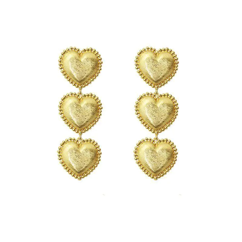 3 Gold Hearts Earrings WEM Support (www.WEM.support)