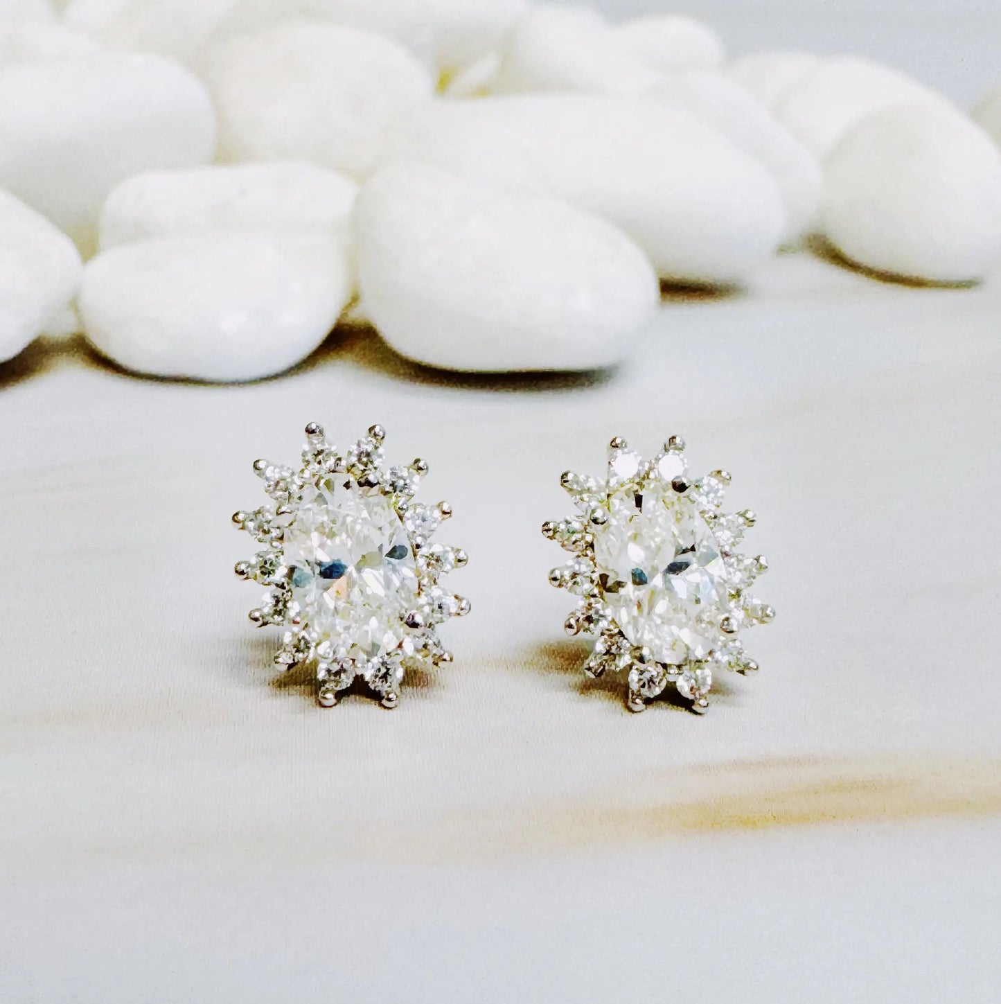 Flower Shape Moissanite Stud Earrings WEM Support (www.WEM.support)
