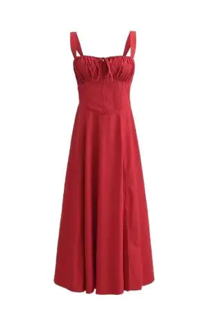 Plain and Floral Print Strappy Dress