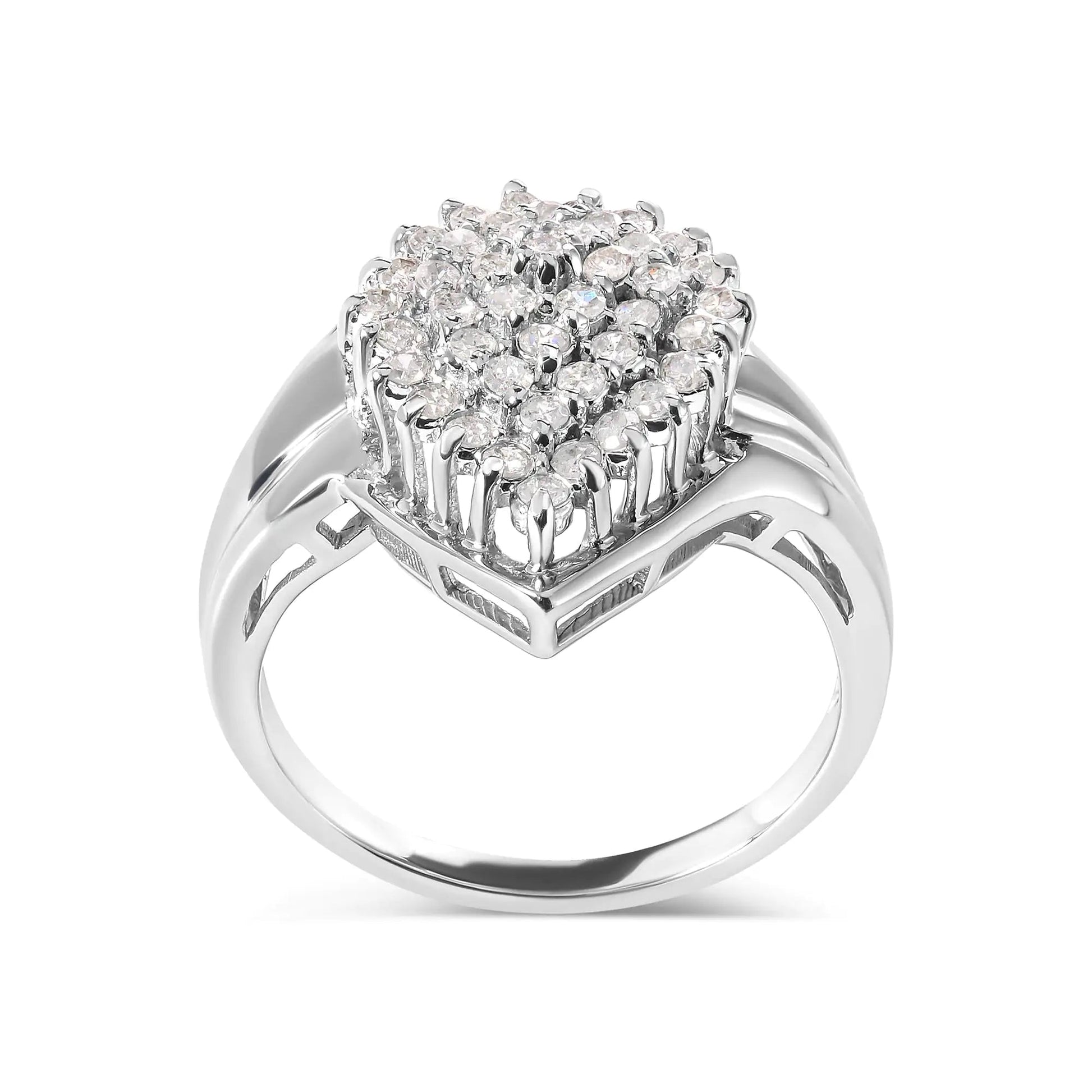 10K White Gold 1/2 Cttw Diamond Pear Shaped Cluster Ring (H-I Color, I1-I2 Clarity) WEM Support (www.WEM.support)