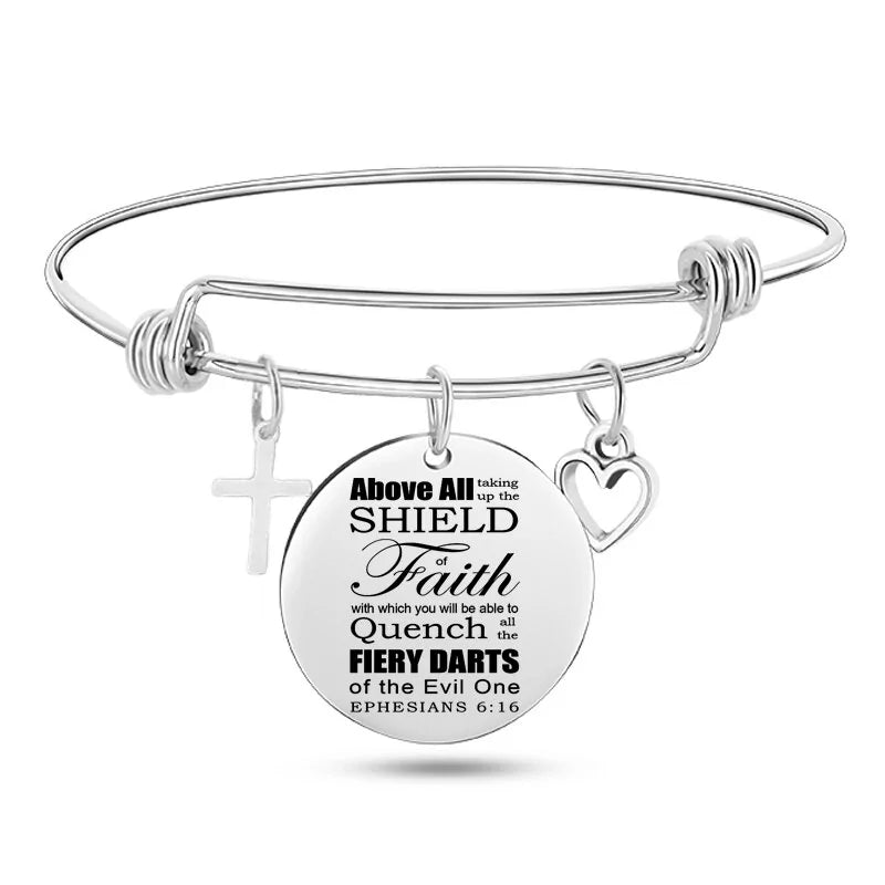 Stainless Steel Christian Charm Bracelet WEM Support (www.WEM.support)