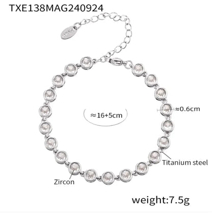 Titanium Steel Zircon Color Mix Bracelet & Necklace Set WEM Support (www.WEM.support)