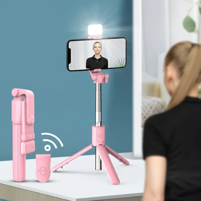 Mobile Phone Selfie Stick With Light WEM Support (www.WEM.support)