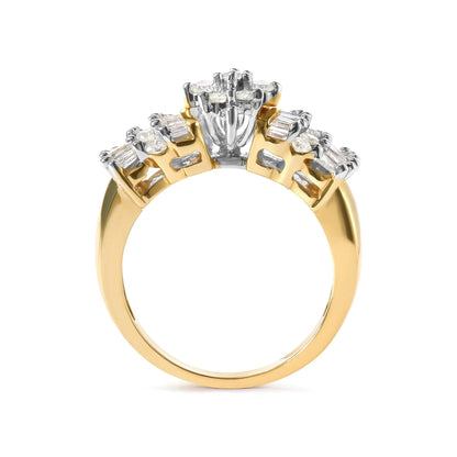 10K Yellow Gold 1.00 Cttw Diamond Starburst Ring Band (H-I Color, I1-I2 Clarity) WEM Support (www.WEM.support)