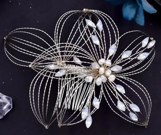 Bridal Headdress Hollow Leaf Hair Comb HejK.com