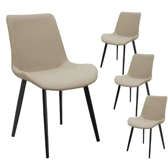 Tan PU Leather Dining Chair With Metal Legs, Modern Upholstered Chair Set Of 4 For Kitchen WEM Support (www.WEM.support)