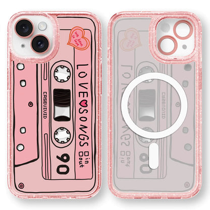 Compatible for iPhone 13 Pro Max Case Cute Aesthetic - Glitter Pink Phone Case with Camera Protector - Girly Strawberry Pattern Print Cover Design for Woman Girl 6.7"