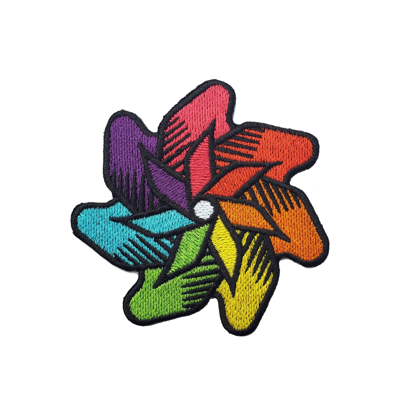 Rainbow Pinwheel Iron-On Patch WEM Support (www.WEM.support)