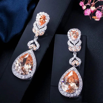 Crystal Bridal Long Earrings WEM Support (www.WEM.support)