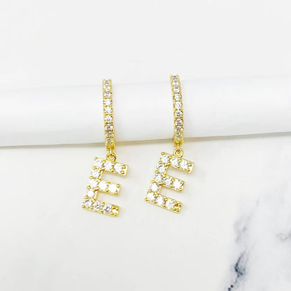 Crystal Initial Drop Earrings WEM Support (www.WEM.support)