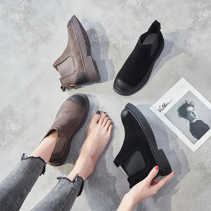 Women's Martin Boots 2020, Leather Chunky Ankle Boots