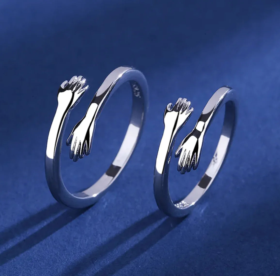 S925 Silver Couple Hug Ring WEM Support (www.WEM.support)
