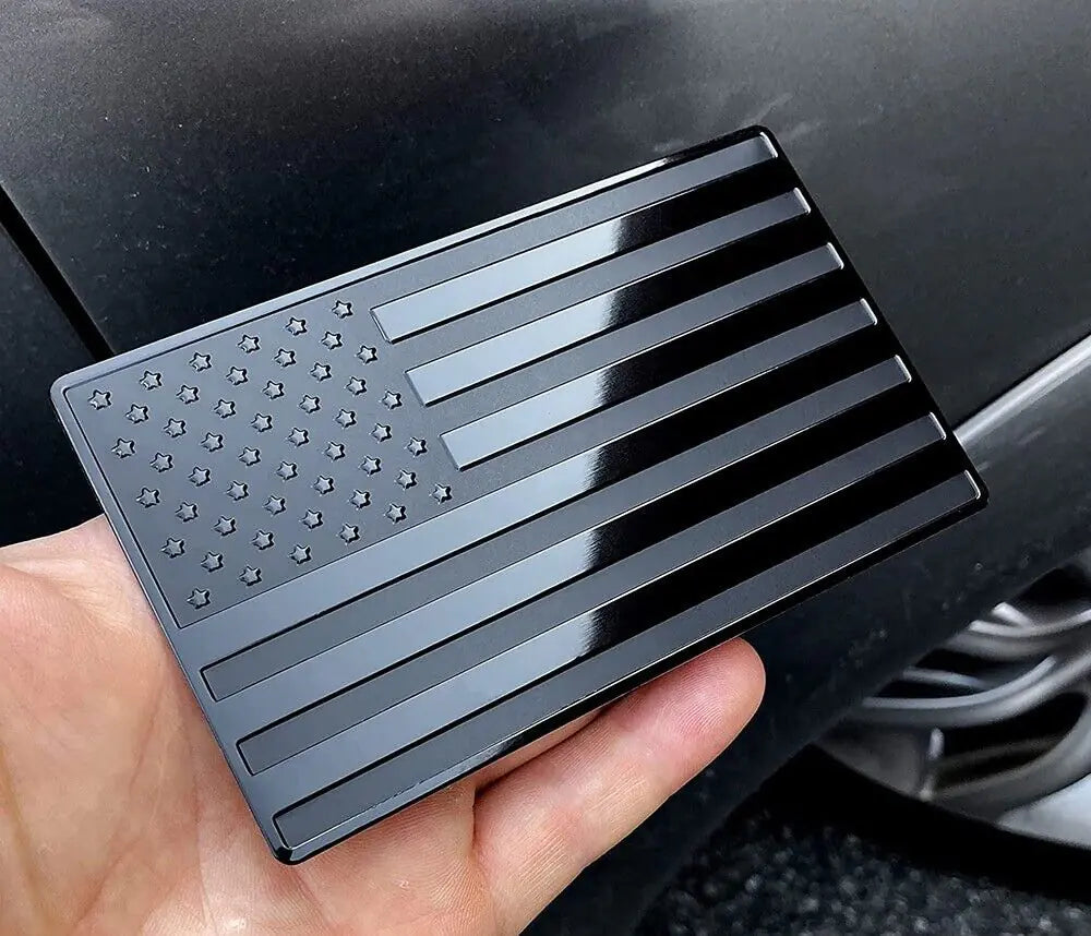 2PCS Metal USA Flag Sticker American Car Truck Decal Emblem Black WEM Support (www.WEM.support)