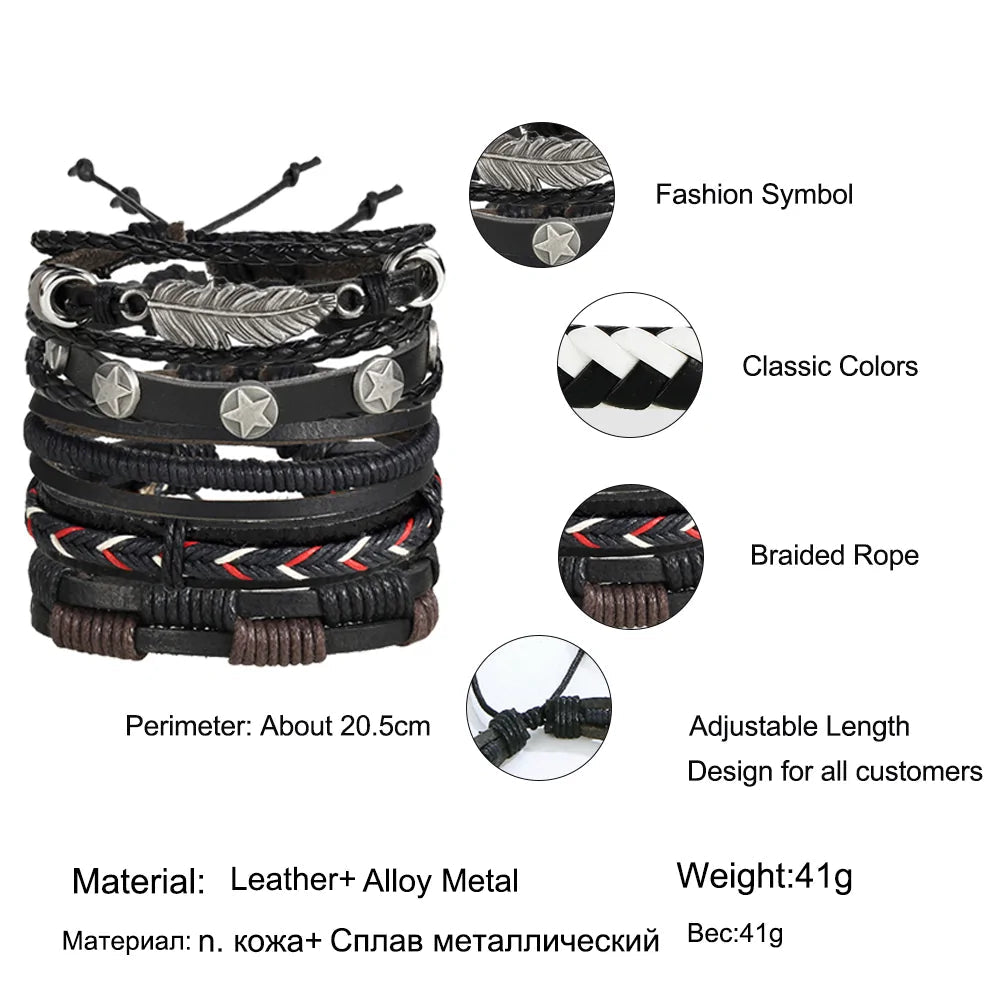 Multilayer Leather Bracelet WEM Support (www.WEM.support)