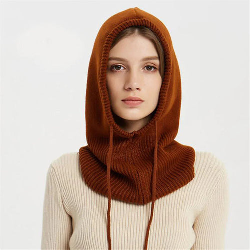 Cozy Knit All-in-One Hat & Scarf Pullover WEM Support (www.WEM.support)