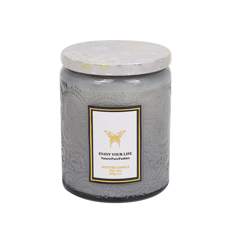 Embossed Glass Soy Aromatherapy Candles WEM Support (www.WEM.support)