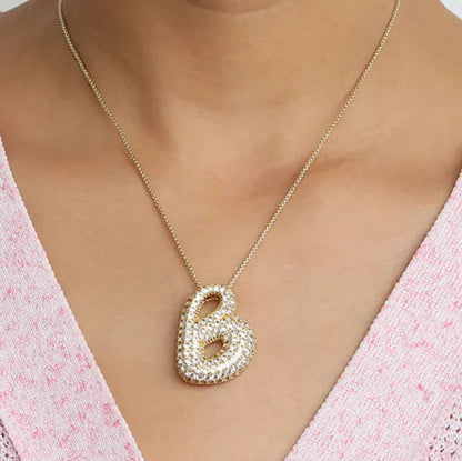 Star Brass Zircon Letter Necklace WEM Support (www.WEM.support)