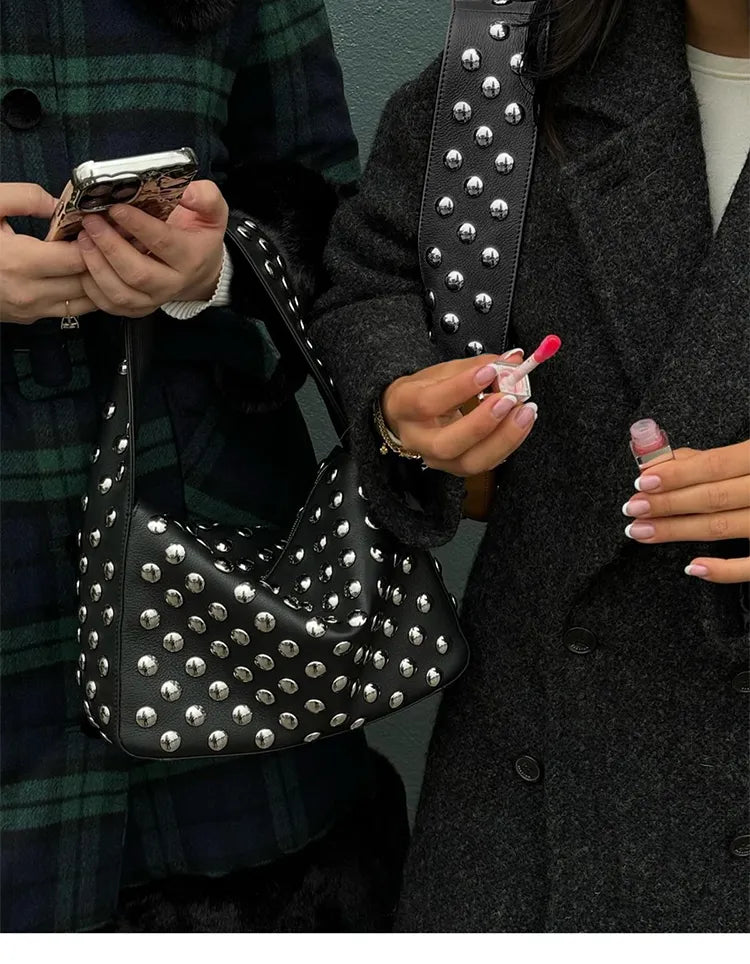 Rivet Black Metal Motorcycle Underarm Bag WEM Support (www.WEM.support)