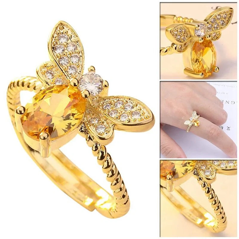 Crystal Bee Ring - Matching WEM Support (www.WEM.support)
