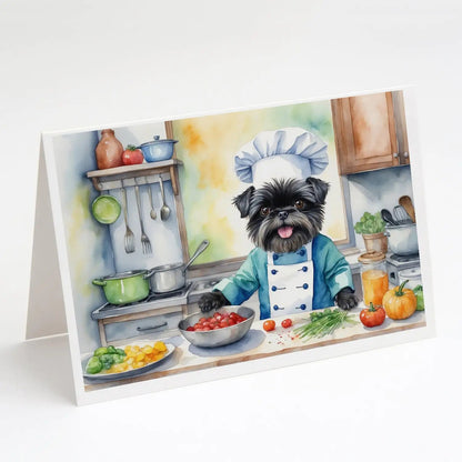 Affenpinscher The Chef Greeting Cards Pack of 8 WEM Support (www.WEM.support)