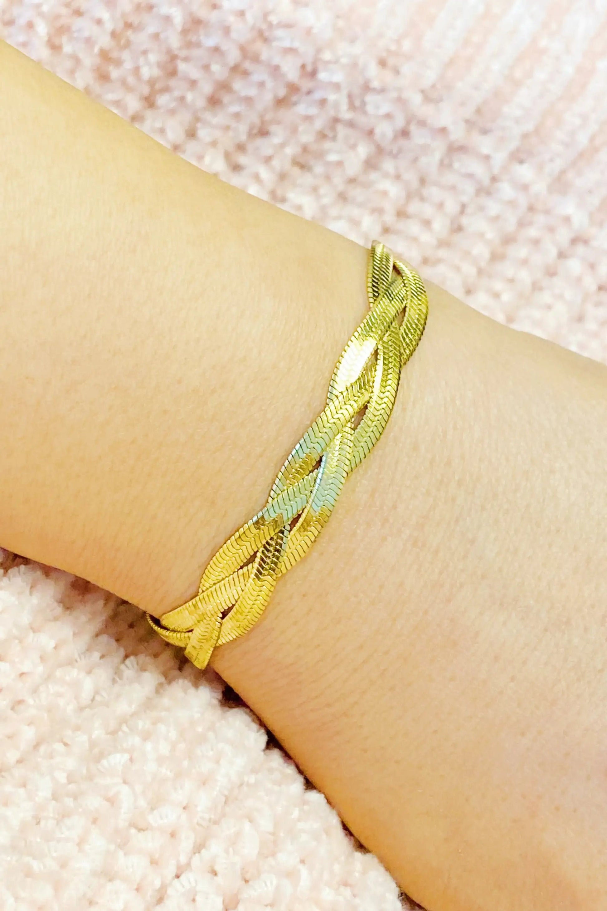 Braided Herringbone Chain Bracelet WEM Support (www.WEM.support)