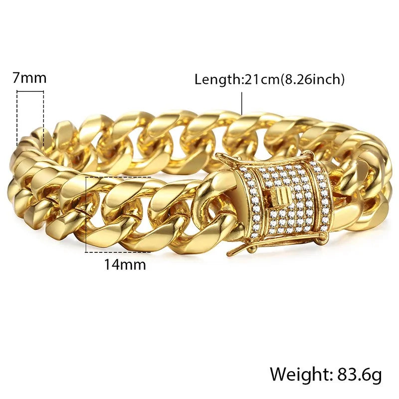Miami Gold Curb Cuban Bracelet WEM Support (www.WEM.support)