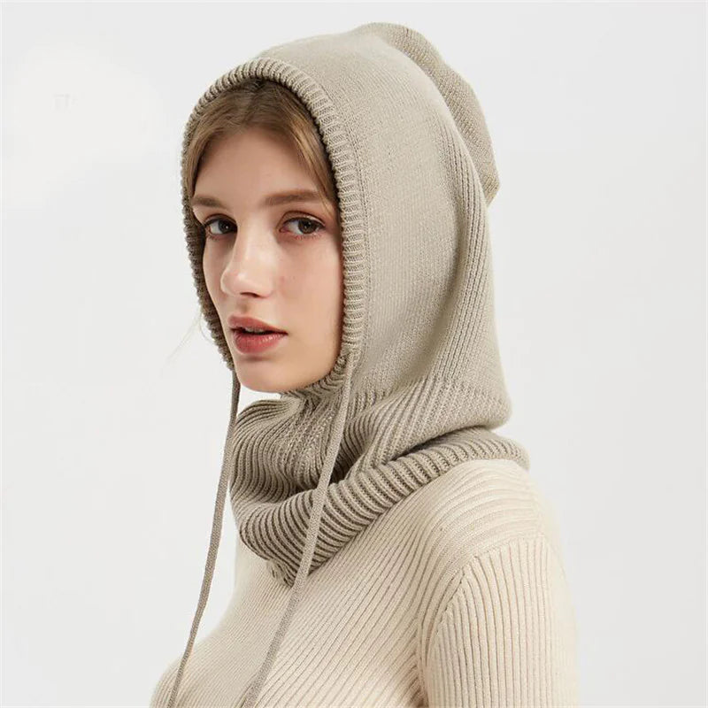 Cozy Knit All-in-One Hat & Scarf Pullover WEM Support (www.WEM.support)