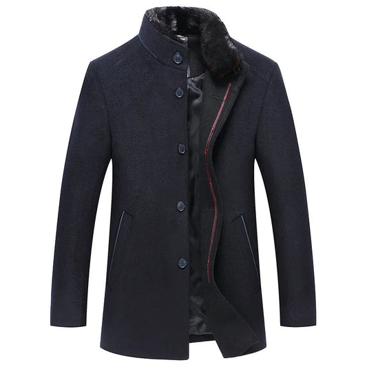 Stand Collar Woolen Coat WEM Support (www.WEM.support)