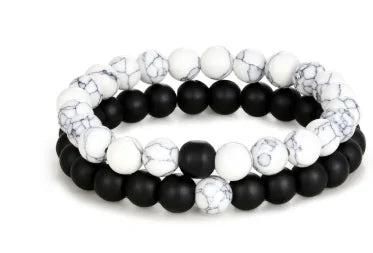 2 Pieces Distance Bracelet Pierre Naturelle Yin Yang Beads Bracelets WEM Support (www.WEM.support)