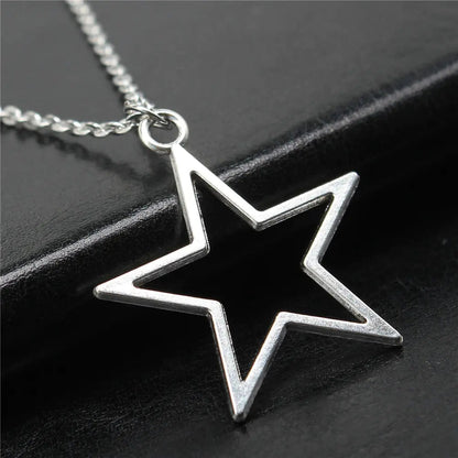 Simple Vintage Hollow Star Pendant Necklace WEM Support (www.WEM.support)
