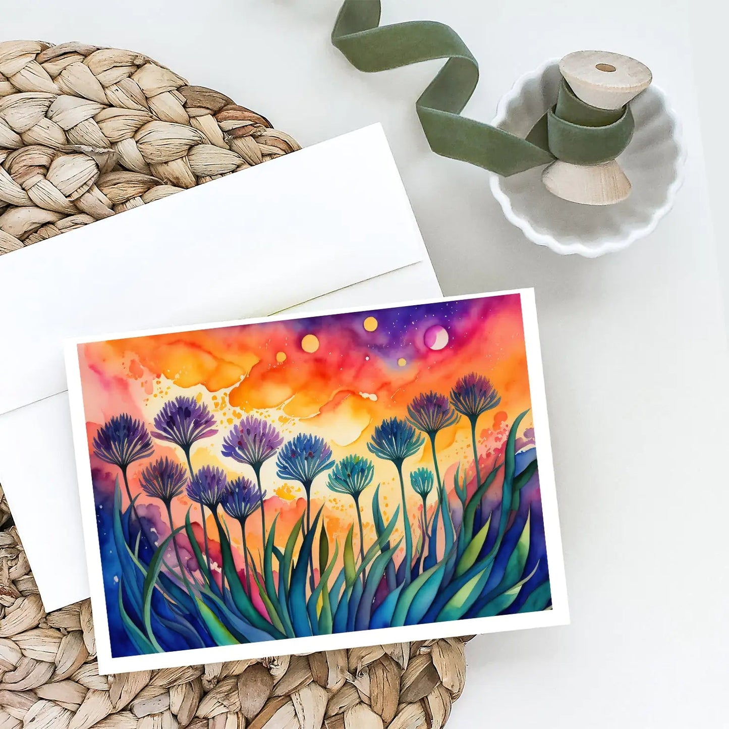 Agapanthus in Color Greeting Cards Pack of 8 WEM Support (www.WEM.support)