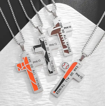 Athlete's Steel Cross Baseball Pendant HejK.com Marketplace LLC