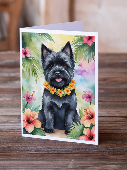Cairn Terrier Luau Greeting Cards Pack of 8 WEM Support (www.WEM.support)
