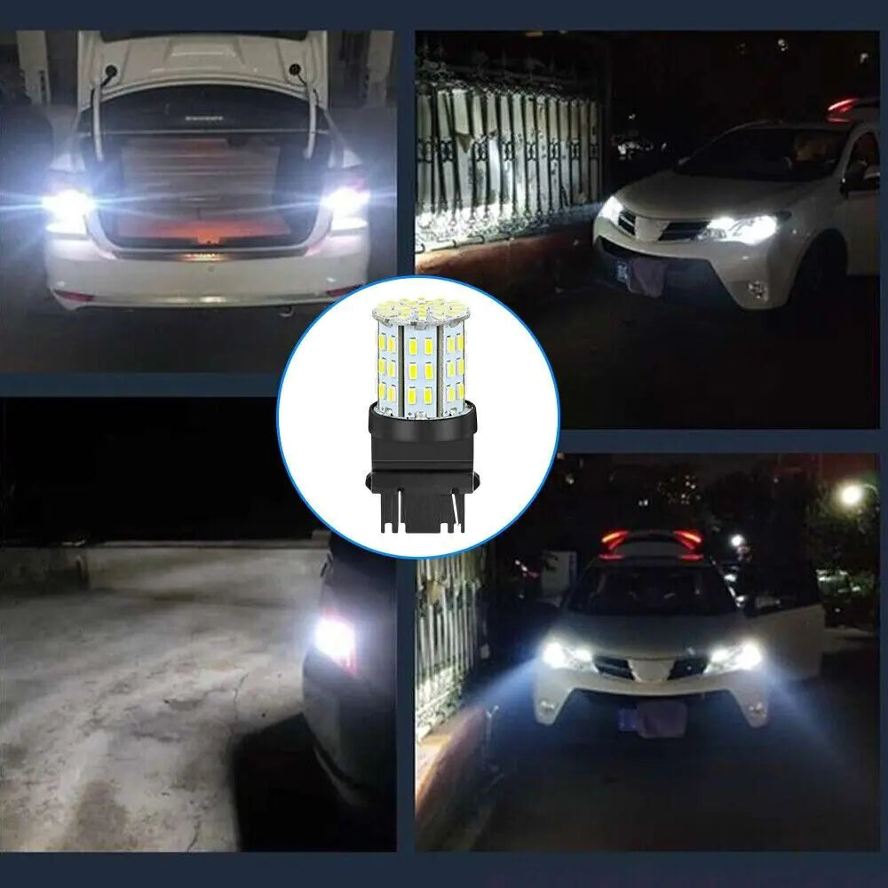 4X 3157 3156 64SMD LED Reverse Tail Brake Turn Signal DRL Light Bulb 6000K White WEM Support (www.WEM.support)