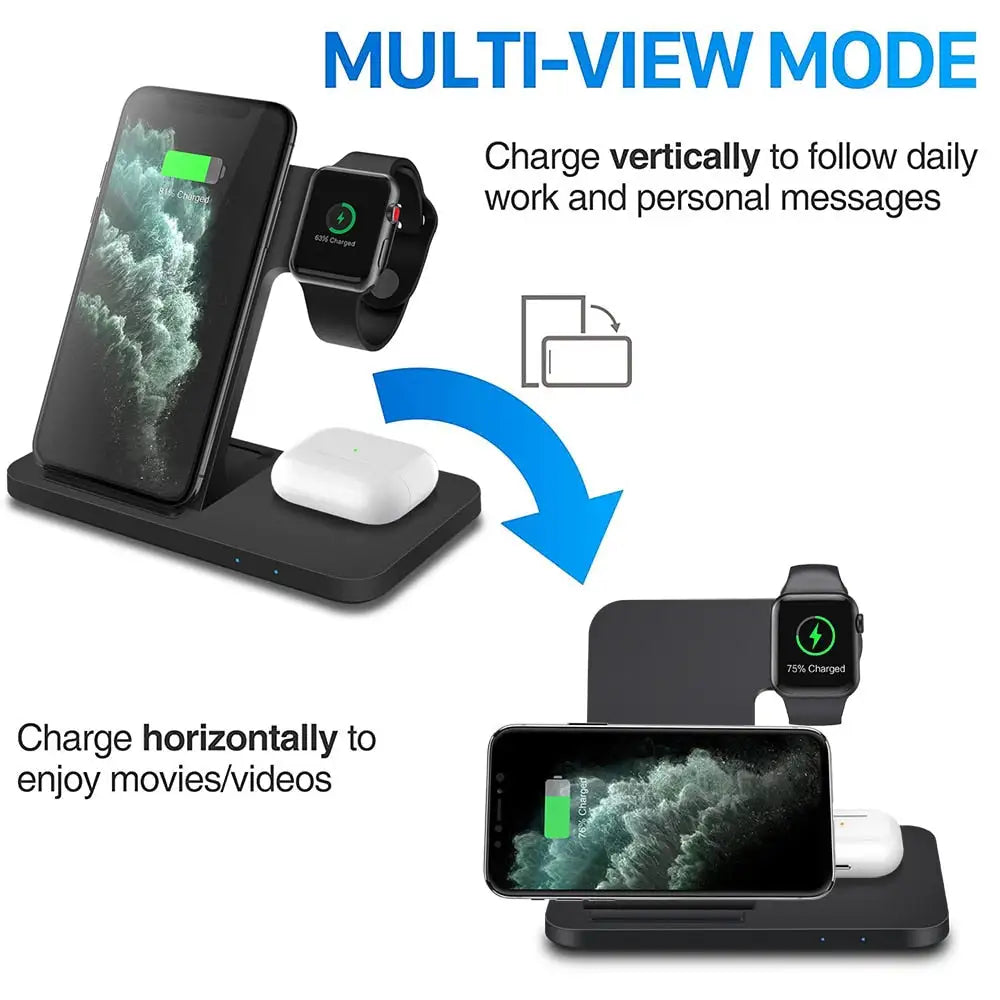 3-in-1 Wireless Fast Charging Dock Station WEM Support (www.WEM.support)