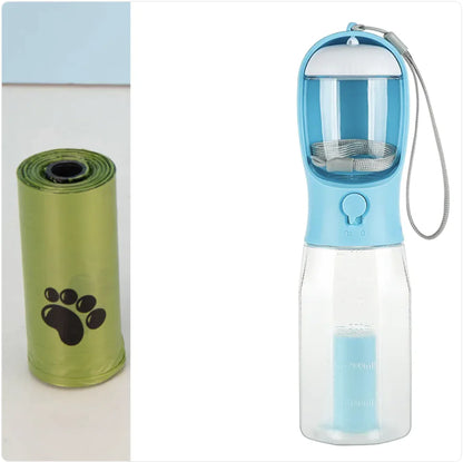 3-in-1 Portable Pet Water Bottle, Feeder & Waste Dispenser