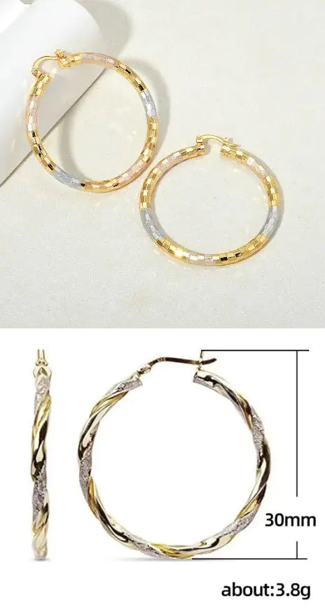 Simple Gold Women's Metal Alloy Earrings WEM Support (www.WEM.support)