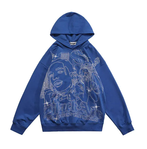 American Graffiti Print Hooded Sweater for Men WEM Support (www.WEM.support)