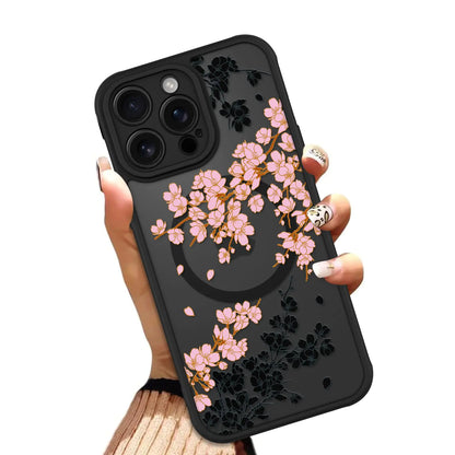 OOK Case for iPhone 11 Pro Max 6.5 Inch (Compatible with MagSafe) Floral Flowers Design Translucent Phone Cover Soft TPU + Hard PC Anti-Scratch Shockproof Magnetic Cute Case for Women - Pink