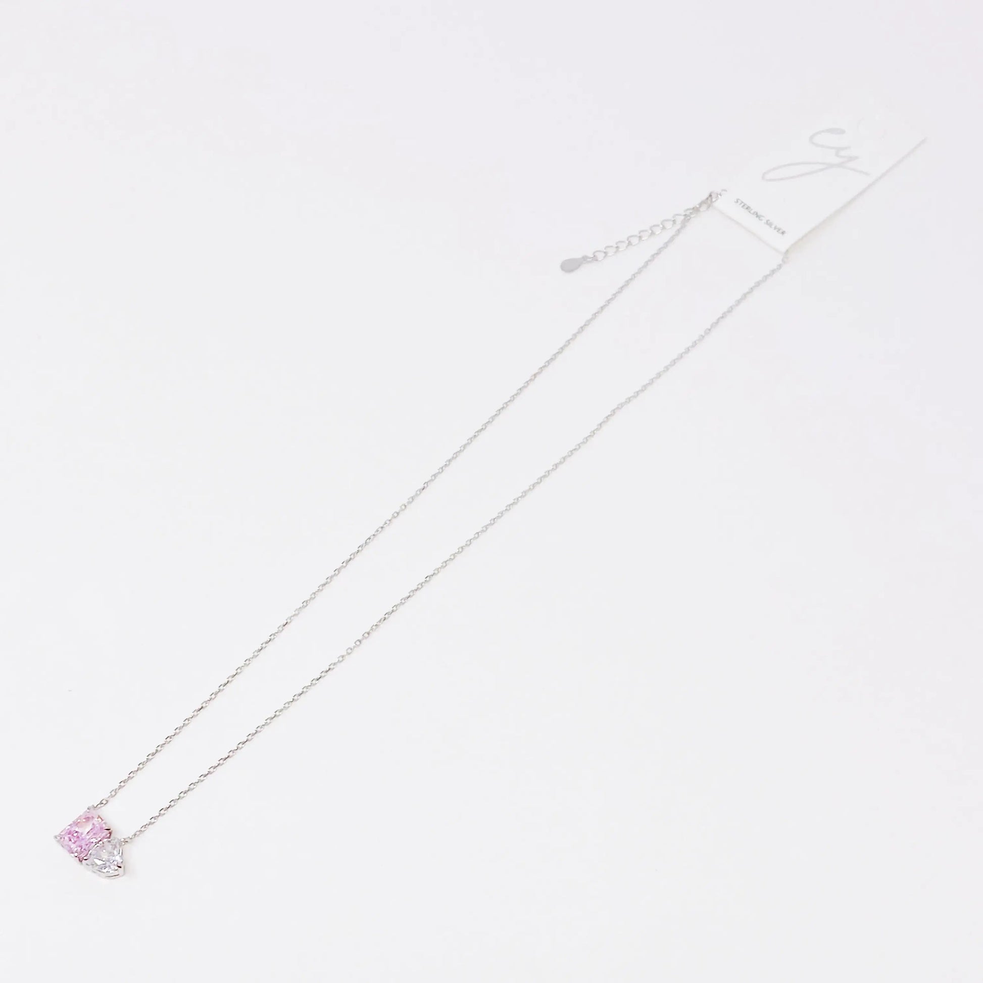 Double Stone Pendant Sterling Silver Necklace WEM Support (www.WEM.support)