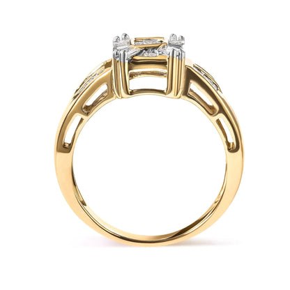 10K Yellow Gold 1/2 Cttw Diamond Composite and Halo Ring (H-I Color, SI1-SI2 Clarity) WEM Support (www.WEM.support)